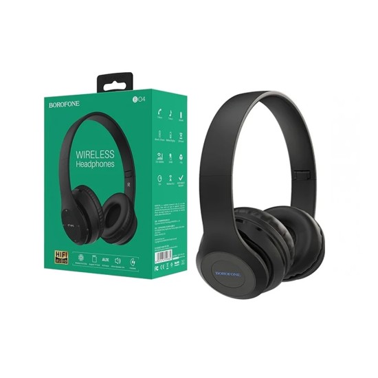 HEADPHONE BOROFONE BO4 WITH TF CARD FUNCTION, AUX PLAY MODE BLACK